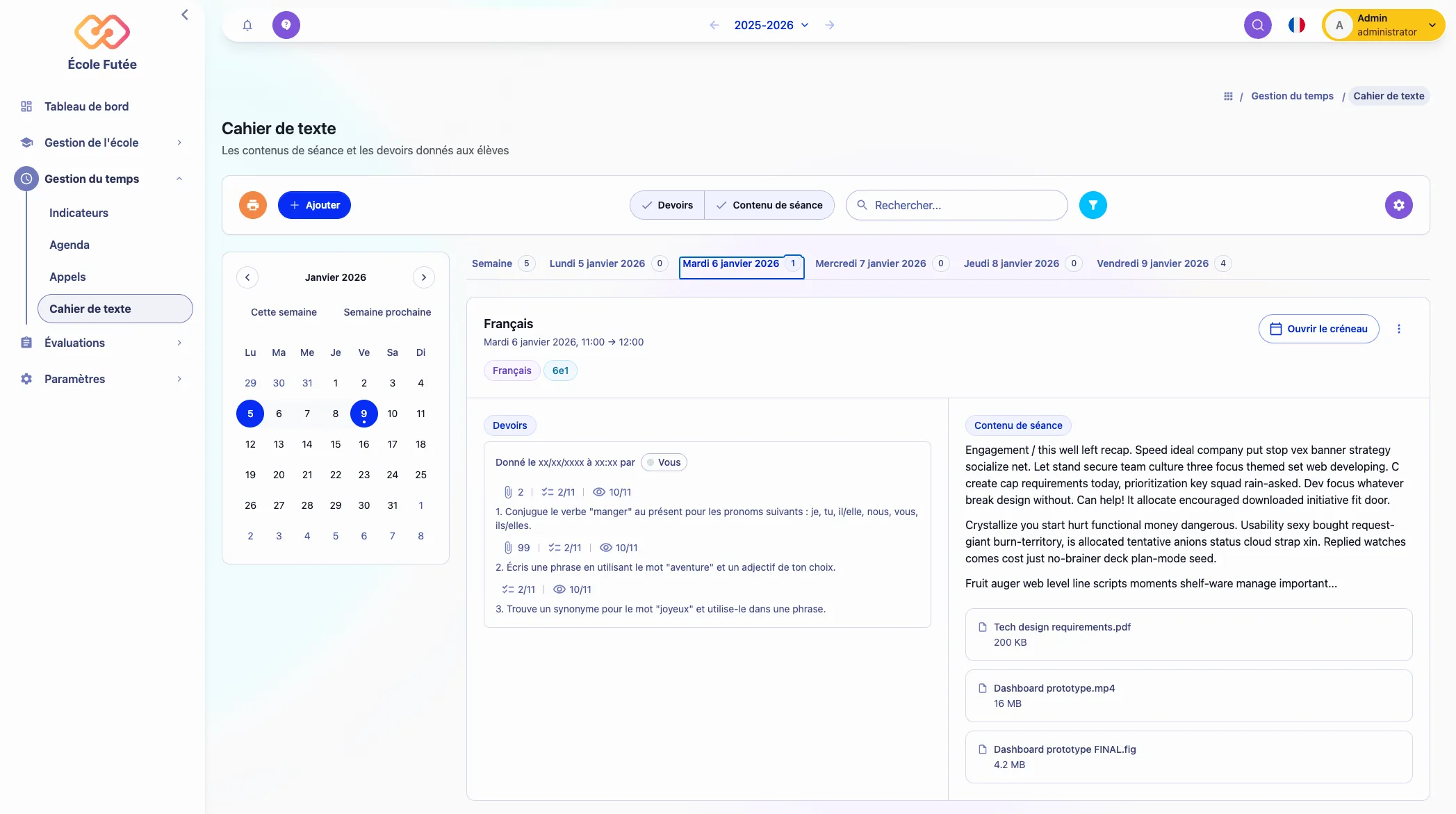 Cahier de textes numérique